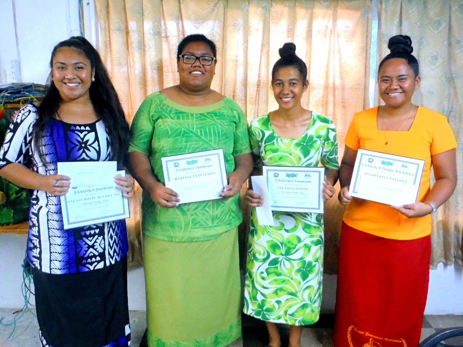 Oneata Melody Soi, Marissa Vaatausili, Tausala Leota and first place winner Anasitasia Vaitele.